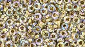 TOHO Demi Round 8/0 Seed Bead Gold-Lined Rainbow Crystal, 2.5-Inch Tube