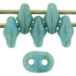 Matubo SuperDuo 5 x 2mm Bead, Opaque Baby Blue - Star Dust, 2.5-Inch Tube