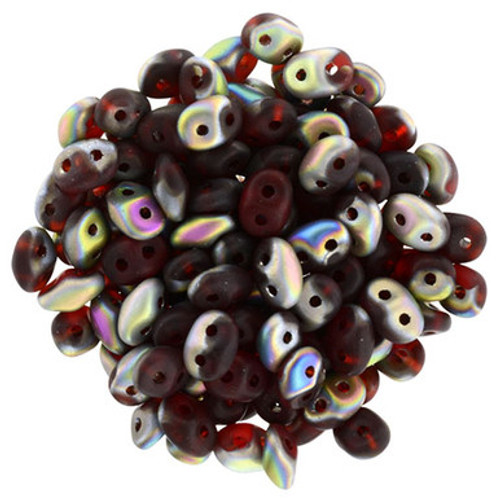 Matubo SuperDuo 5 x 2mm Bead, Matte - Siam Ruby - Vitral, 2.5-Inch Tube