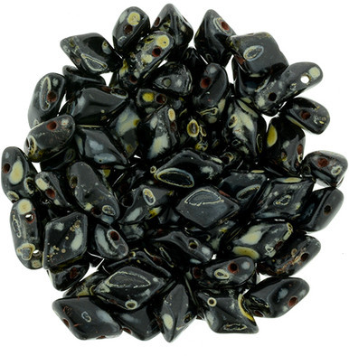 Matubo GEMDUO 8 x 5mm Bead, Jet - Picasso, 2.5-Inch Tube