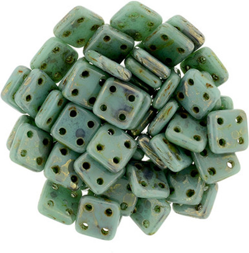 CzechMates QuadraTile 6mm Bead, Turquoise - Bronze Picasso, 2.5-Inch Tube