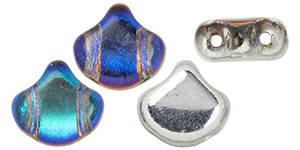 Matubo Ginkgo Leaf, 7.5mm Bead, Backlit Petroleum, 2.5-Inch Tube