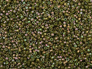 Miyuki Delica 11/0 Tube 2.5" : Olive Opaque AB Gold Luster