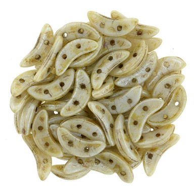 CzechMates Crescent 10 x 3mm Bead, Luster Opaque Picasso, 2.5-Inch Tube