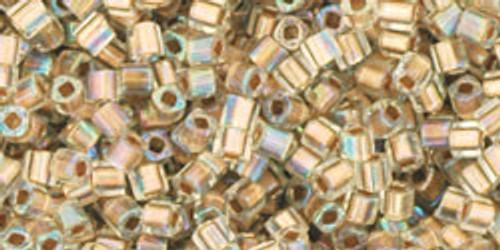 TOHO Cube 1.5mm Seed Bead Gold-Lined Rainbow Crystal, 2.5-Inch Tube