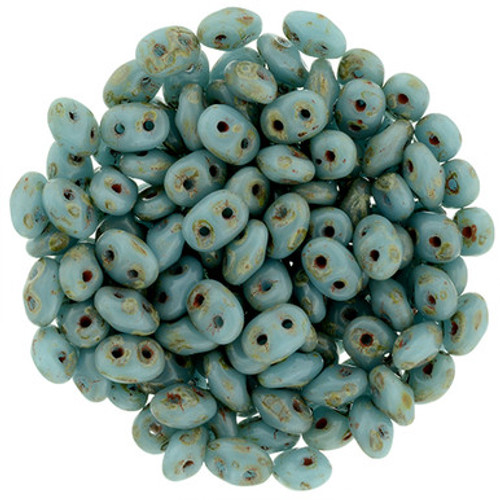 Matubo SuperDuo 5 x 2mm Bead, Opaque Lt Blue - Picasso, 2.5-Inch Tube