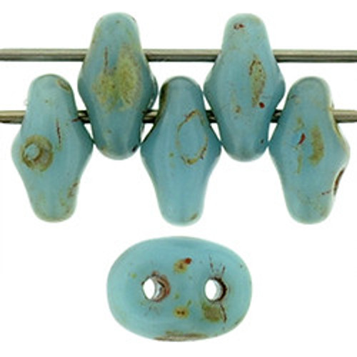 Matubo SuperDuo 5 x 2mm Bead, Opaque Lt Blue - Picasso, 2.5-Inch Tube