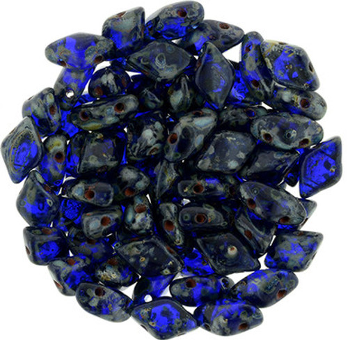 Matubo GEMDUO 8 x 5mm Bead, Cobalt - Picasso, 2.5-Inch Tube