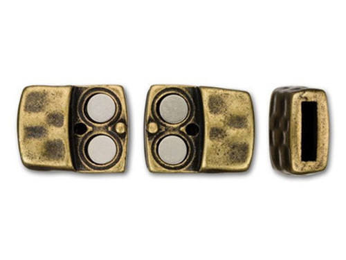 Regaliz 23.5x13.5mm Antique Brass-Plated Checkerboard Magnetic Clasp Set