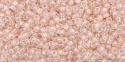 TOHO Round 15/0 Seed Bead Transparent Rainbow Rosaline, 2.5-Inch Tube