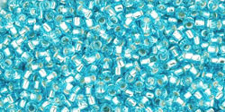 TOHO Round 15/0 Seed Bead Silver-Lined Aquamarine, 2.5-Inch Tube
