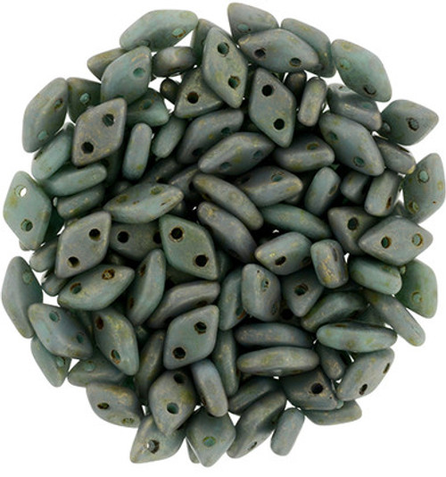 CzechMates Diamond 6.5 x 4mm Bead, Turquoise - Copper Picasso, 2.5-Inch Tube