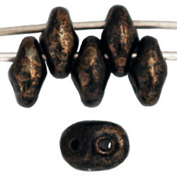 Matubo SuperDuo 5 x 2mm Bead, Jet - Bronze Picasso, 2.5-Inch Tube