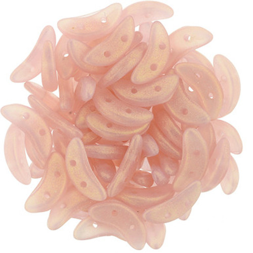 CzechMates Crescent 10 x 3mm Bead, Sueded Gold Milky Pink, 2.5-Inch Tube