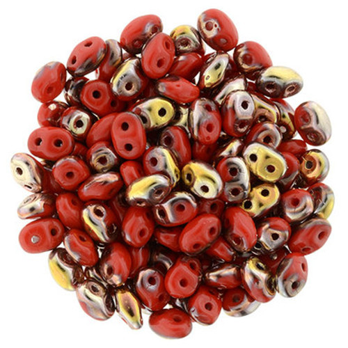 Matubo SuperDuo 5 x 2mm Bead, Apollo - Opaque Red, 2.5-Inch Tube