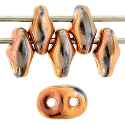 Matubo SuperDuo 5 x 2mm Bead, Jet Full Capri Gold, 2.5-Inch Tube