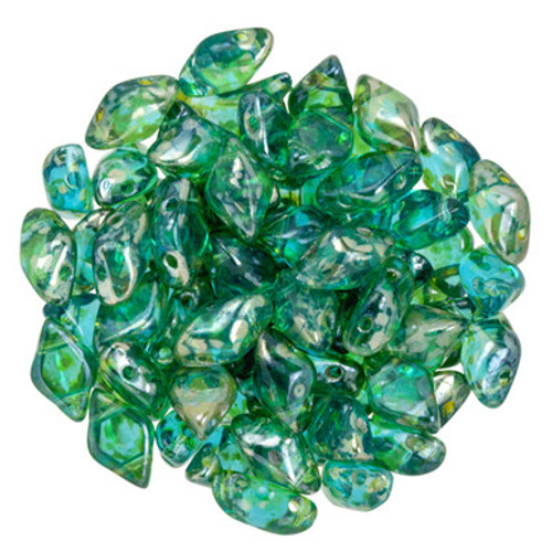 Matubo GEMDUO 8 x 5mm Bead, Aquamarine - Rembrandt, 2.5-Inch Tube