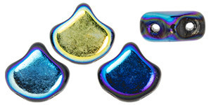 Matubo Ginkgo Leaf, 7.5mm Bead, Jet Full AB, 2.5-Inch Tube