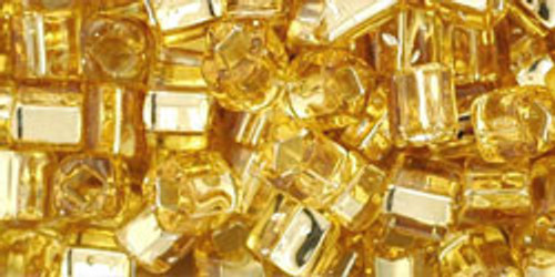 TOHO Cube 4mm Seed Bead Silver-Lined Med Topaz, 2.5-Inch Tube