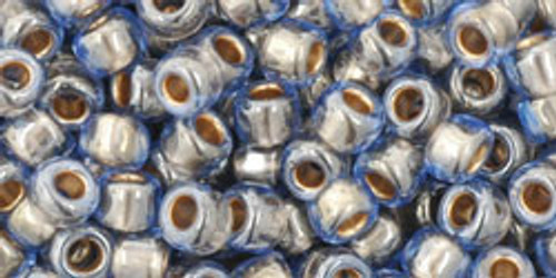 TOHO Round 6/0 Seed Bead Gold-Lined Light Montana Blue, 2.5-Inch Tube