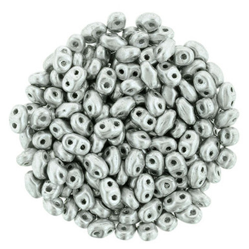 Matubo MiniDuo 4 x 2mm Bead, Matte - Metallic Silver, 2.5-Inch Tube