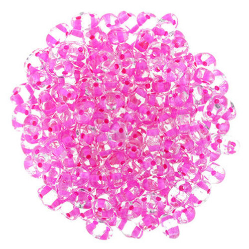 Matubo MiniDuo 4 x 2mm Bead, Crystal - Hot Pink-Lined, 2.5-Inch Tube