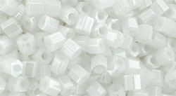 TOHO Hex 11/0 Hex Seed Bead Opaque-Lustered White, 2.5-Inch Tube