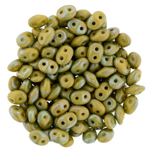 Matubo SuperDuo 5 x 2mm Bead, Matte Nebula - Opaque Yellow, 2.5-Inch Tube