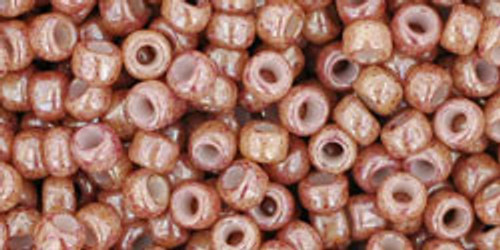 TOHO Round 8/0 Seed Bead Marbled Opaque Beige/Pink, 2.5-Inch Tube
