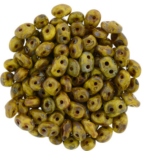 Matubo SuperDuo 5 x 2mm Bead, Opaque Yellow - Picasso, 2.5-Inch Tube