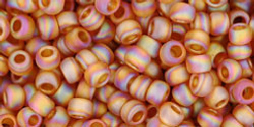 TOHO Round 8/0 Seed Bead Transparent-Rainbow Frosted Dark Topaz, 2.5-Inch Tube