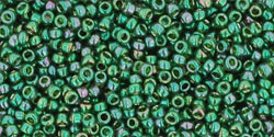 TOHO Round 15/0 Seed Bead Gold-Lustered Emerald, 2.5-Inch Tube