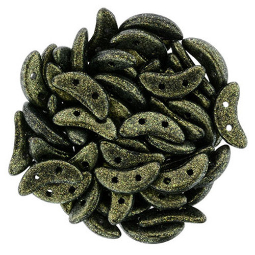 CzechMates Crescent 10 x 3mm Bead, Polychrome - Gold Rush, 2.5-Inch Tube