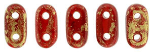 CzechMates Bar 6 x 2mm Bead, Gold Marbled - Oxblood, 2.5-Inch Tube