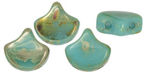Matubo Ginkgo Leaf, 7.5mm Bead, Blue Turquoise - Rembrandt, 2.5-Inch Tube