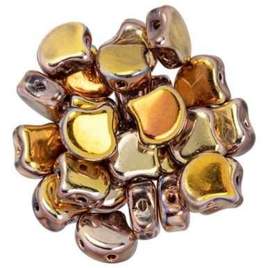 Matubo Ginkgo Leaf, 7.5mm Bead, Double Sided Apollo - Gold, 2.5-Inch Tube