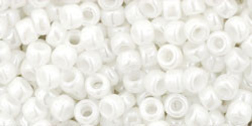 TOHO Round 8/0 Seed Bead Opaque-Lustered White, 2.5-Inch Tube