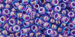 TOHO Round 8/0 Seed Bead Inside-Color Aqua/Purple-Lined, 2.5-Inch Tube
