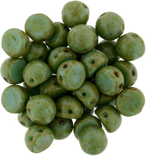 CzechMates Cabochon 7mm Dome-Shaped Bead, Opaque Turquoise - Picasso, 2.5-Inch Tube CzechMates Cabochon 7mm Dome-Shaped Bead, Opaque Turquoise - Picasso, 2.5-Inch Tube