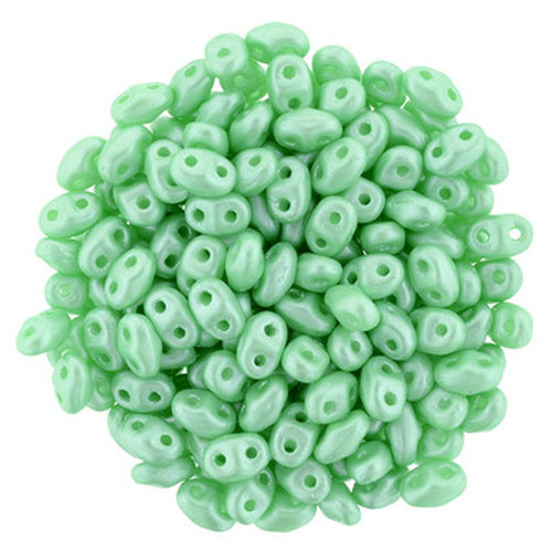 Matubo MiniDuo 4 x 2mm Bead, Pearl Coat - Mint Green, 2.5-Inch Tube