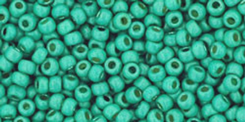 TOHO Round 11/0 Tube 2.5" : PermaFinish - Matte Galvanized Green Teal