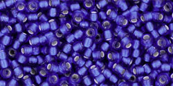 TOHO Round 11/0 Tube 2.5" : Silver-Lined Frosted Dk Sapphire