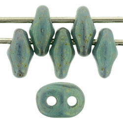 Matubo SuperDuo 5 x 2mm Bead, Luster Pink/Topaz Turquoise, 2.5-Inch Tube
