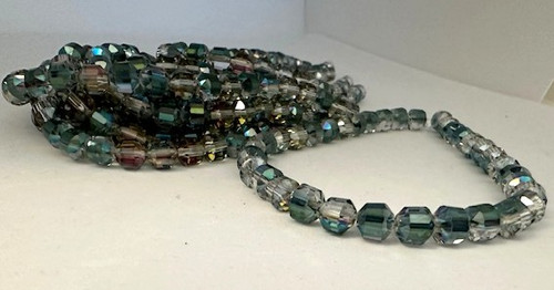 Chinese Glass Cathedral Rondelle Mystic Green 7x7.5mm