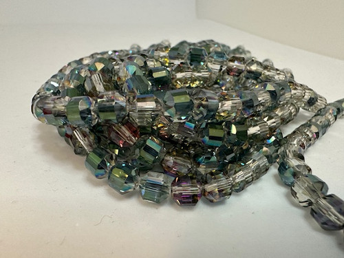 Chinese Glass Cathedral Rondelle Mystic Green 7x7.5mm