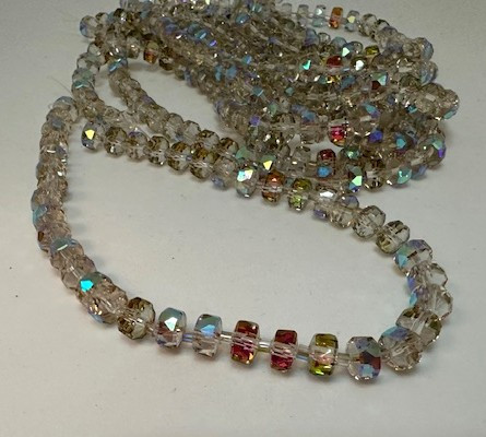 Chinese Glass Disc Rondelle in Crystal AB. 8x4mm.