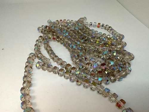 Chinese Glass Disc Rondelle in Crystal AB. 8x4mm.