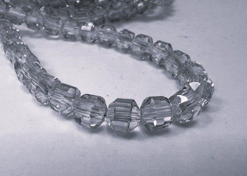 Chinese Glass Cathedral Beads in Pale Light Blue. 7x7.5mm