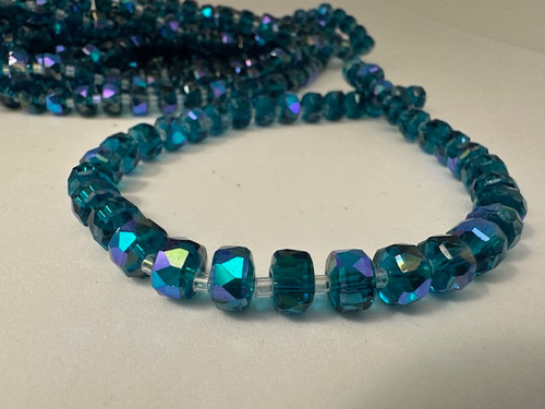 Chinese Glass Disc Rondelle Royal Blue AB 7x5mm