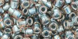 TOHO Round 6/0 Seed Bead Inside-Color Crystal/Metallic Blue-Lined, 2.5-Inch Tube